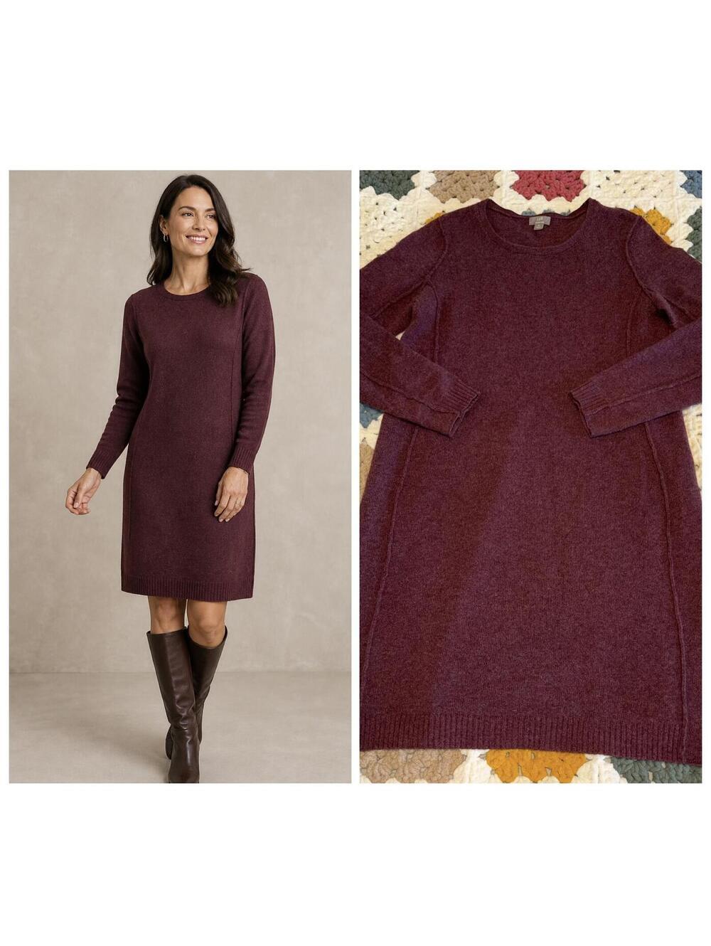 J.Jill 80% Wool 20% Cashmere Blend Womans Medium Sweater Dress in Burgundy